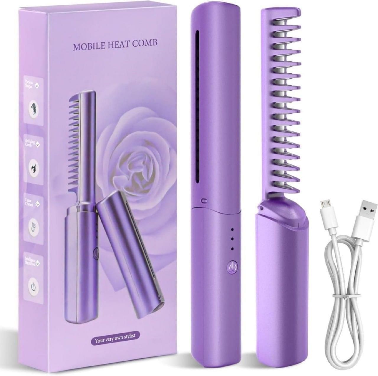 Rechargeable Mini Hair Straightener Comb for Travel & Daily Use