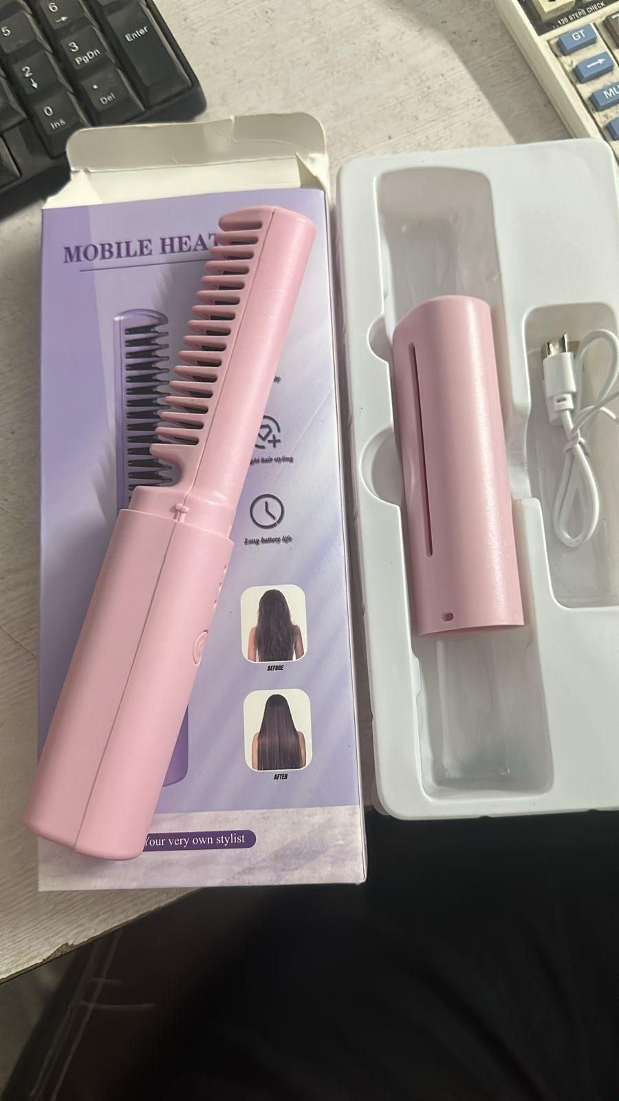 Rechargeable Mini Hair Straightener Comb for Travel & Daily Use